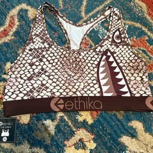Ethika Brown and Cream Snake Pattern Sports Bra
